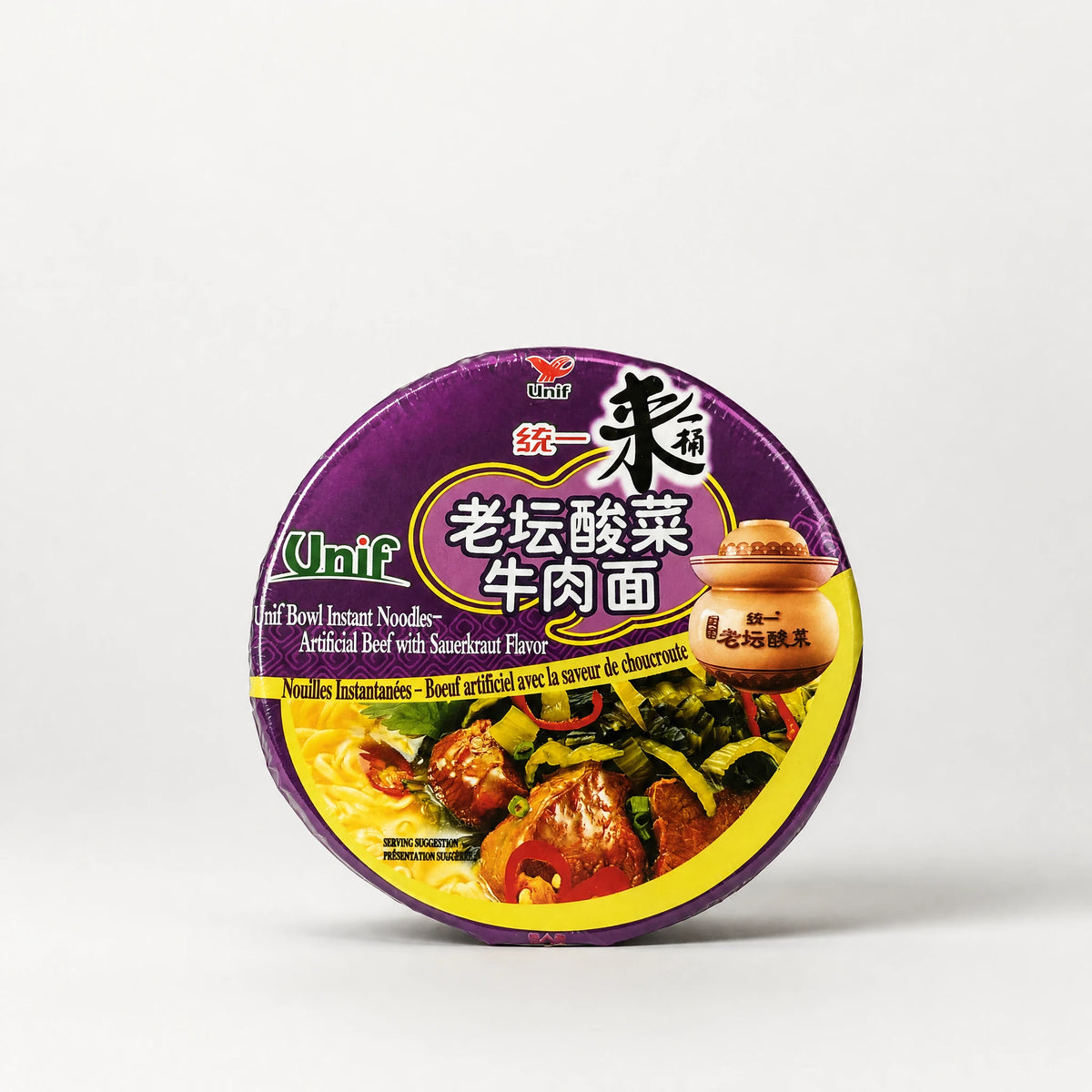 Unif Artificial Beef with Sauerkraut Flavor Instant Noodles Bowl 122g — Mr. Zhu's Asian Snack Store