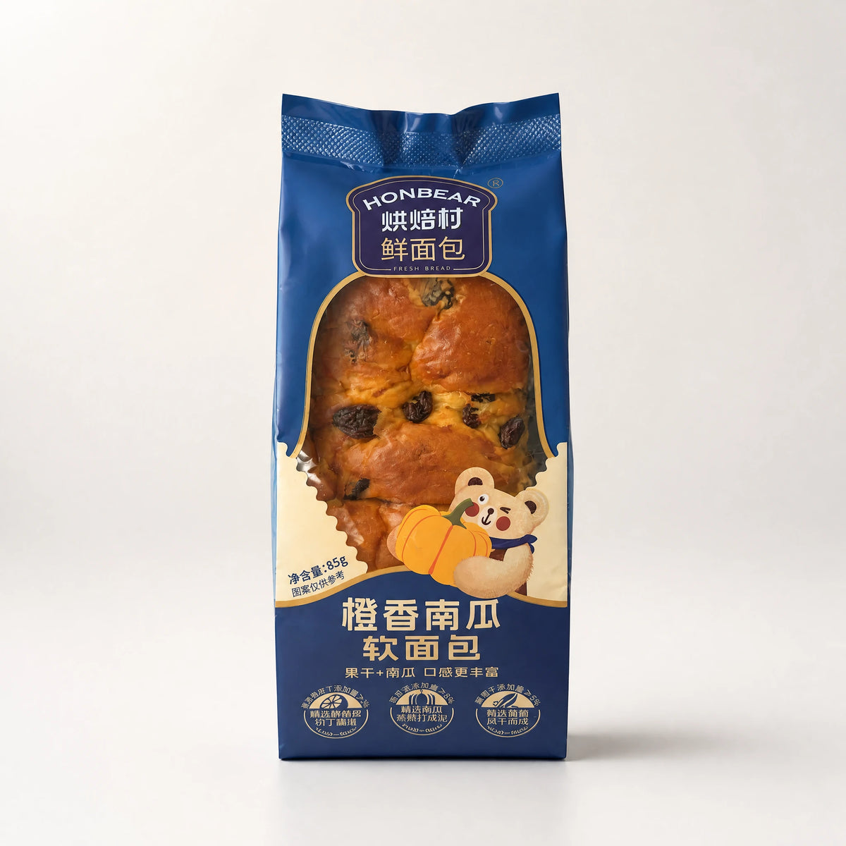Honbear Pane Morbido alla Zucca e Uvetta 85g — Mr. Zhu's Asian Snack Store