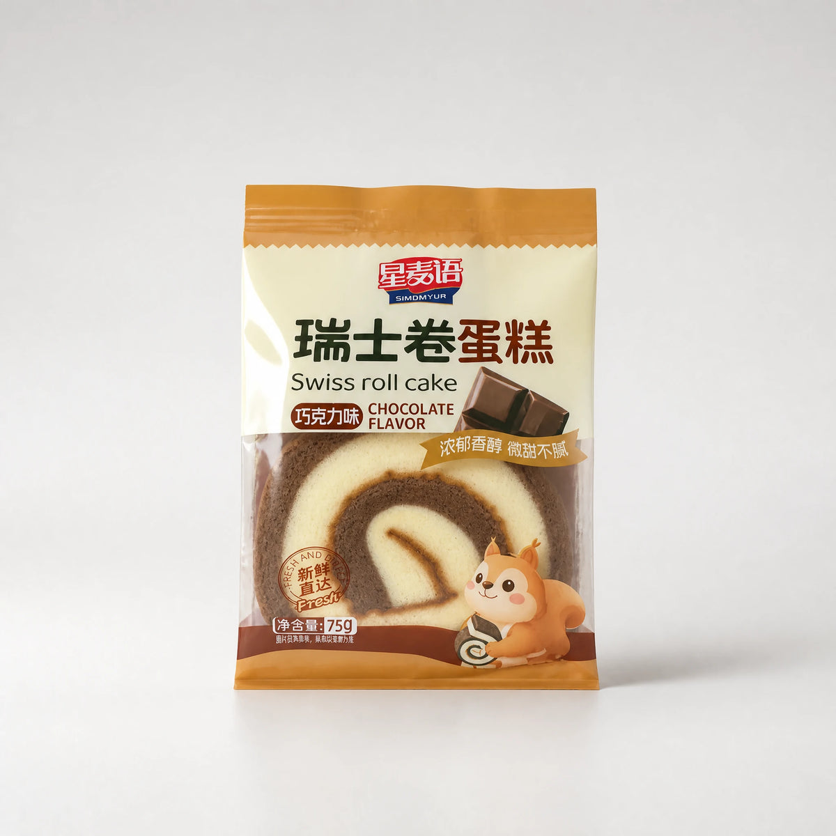 Simdmyur Swiss Roll Cake al Cioccolato 75g — Mr. Zhu's Asian Snack Store