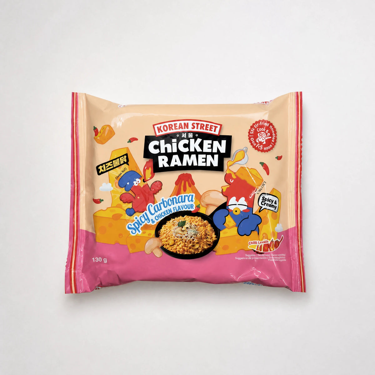 Korean Street Chicken Ramen Spicy Carbonara 130g — Mr. Zhu's Asian Snack Store.