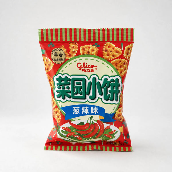 Glico Garden Snack Crackers Green Onion Spicy 85g