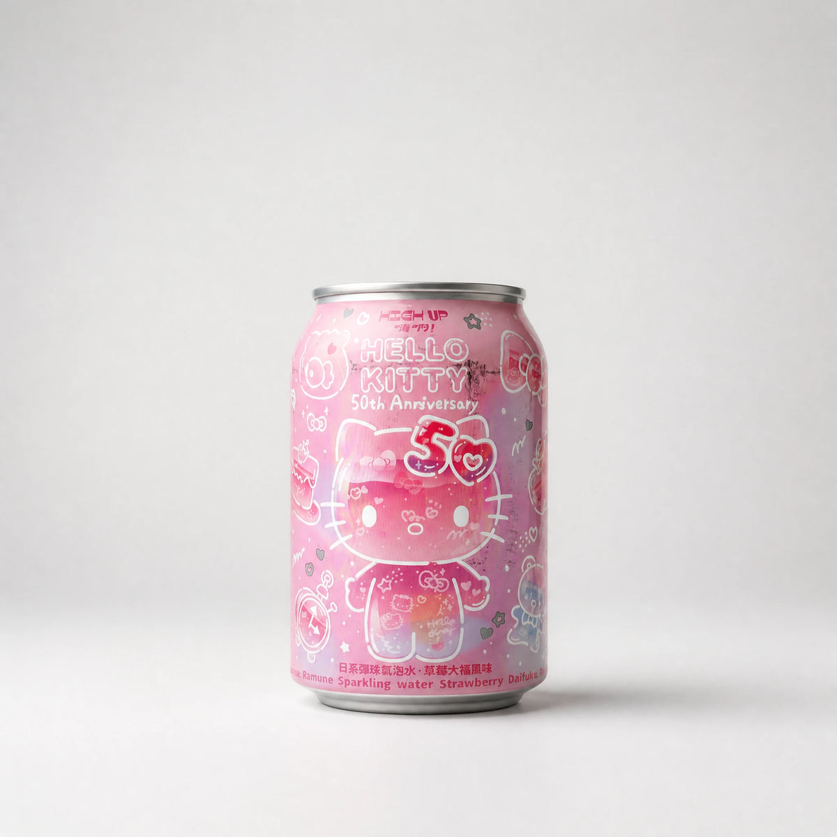 High Up Hello Kitty 50th Anniversary Ramune Strawberry Daifuku Pink 330ml — Mr. Zhu's Asian Snack Store