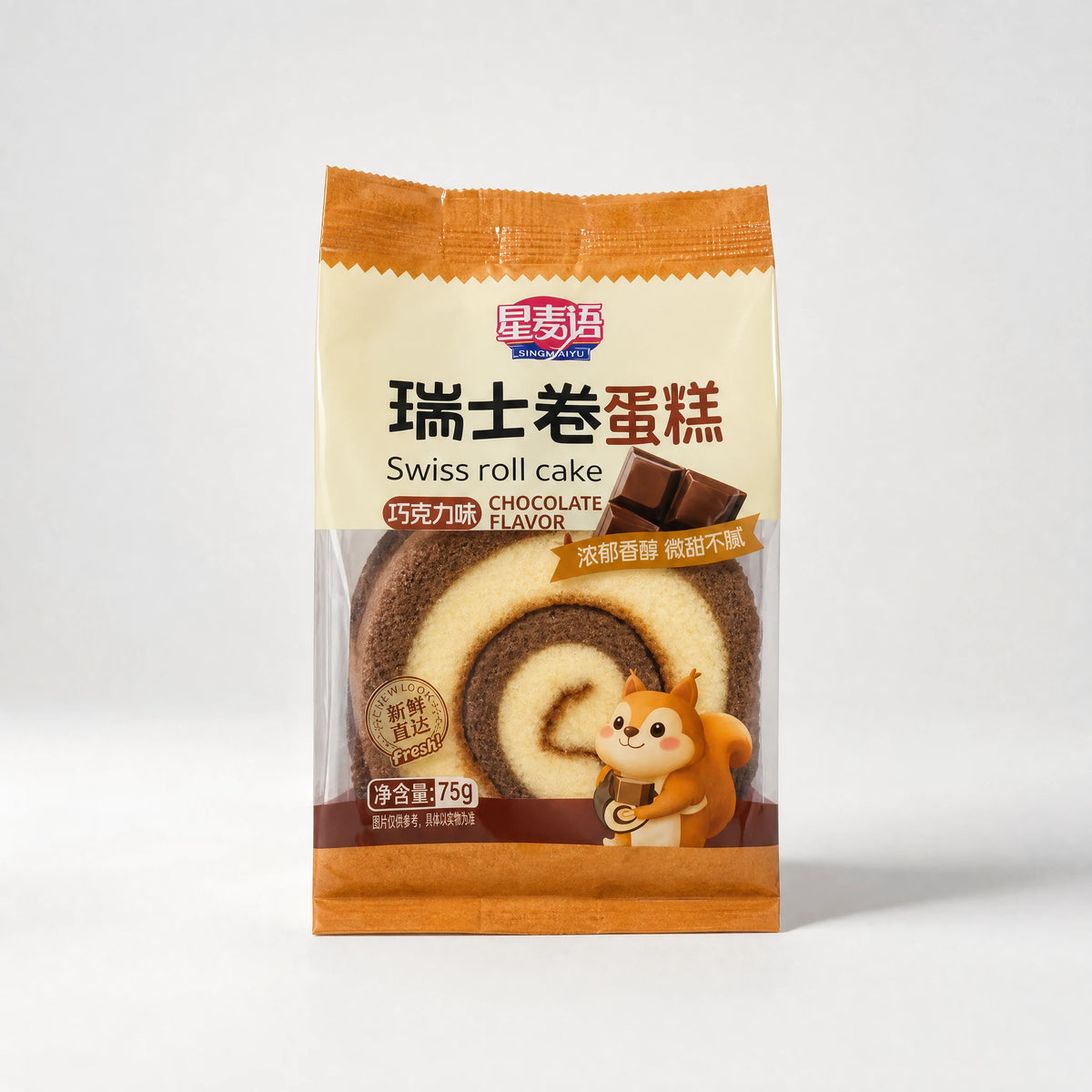 Huangmaiyu Swiss Roll Cake al Cioccolato 75g — mr-zhus-mochi-e-dolci-asiatici-020.jpg — Mr. Zhu's Asian Snack Store